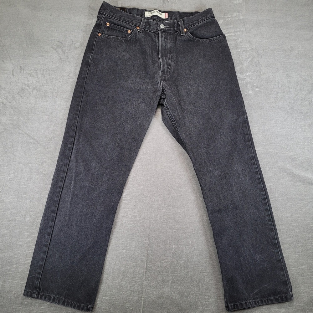 Levis 505 Y2K Regular Fit‎ Jeans Mens Actual Sz 32x29 Black Faded Denim Straight